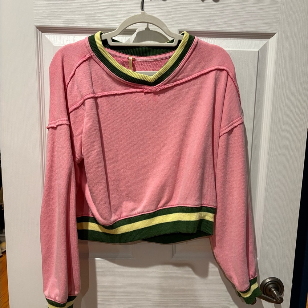 Free People Pink and Green Sweatshirt
